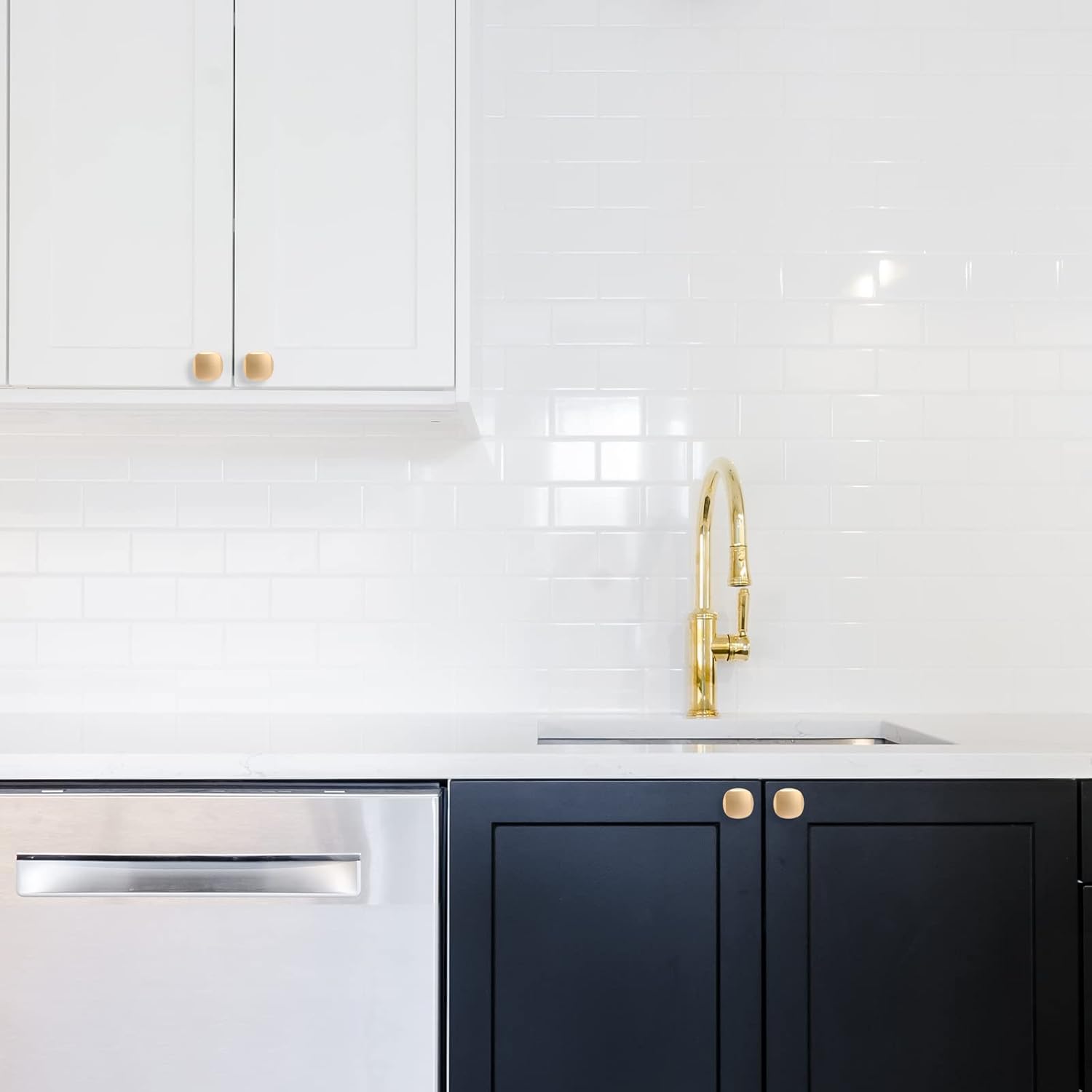 10 Pack Brushed Brass Kitchen Cabinet Knobs  Drawer Pulls Solid Round Drawer Knobs Dresser Knobs  Cabinet Hardware