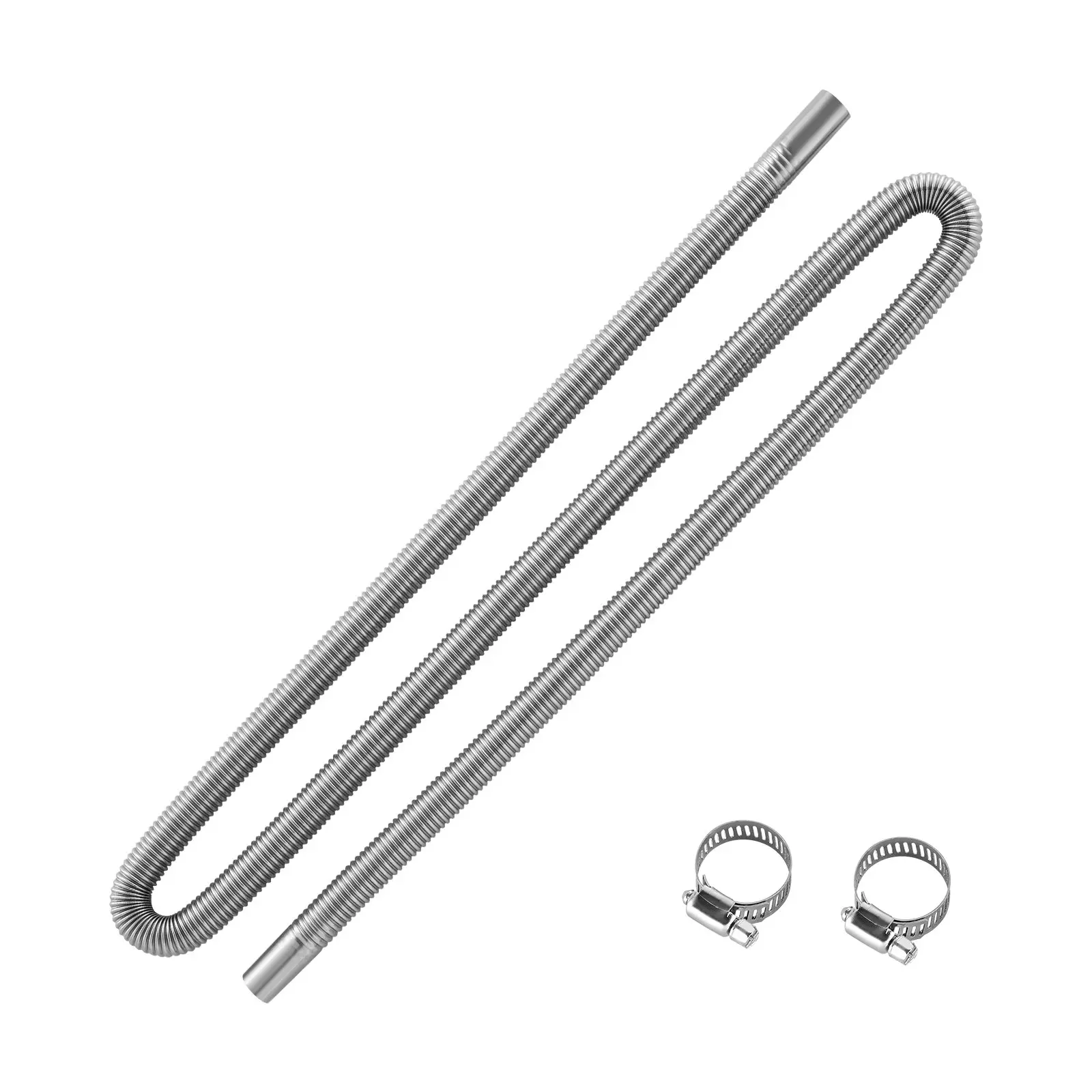VEVOR Exhaust Hose, 77.95 inch Stainless Steel Exhausts Hose, Diesel Heater Flexible Exhaust Pipe with 2 Hose Clamps, Exhausts Hoses Kit Diesel Heater Accessories for 2KW 5KW 8KW Diesels Heaters