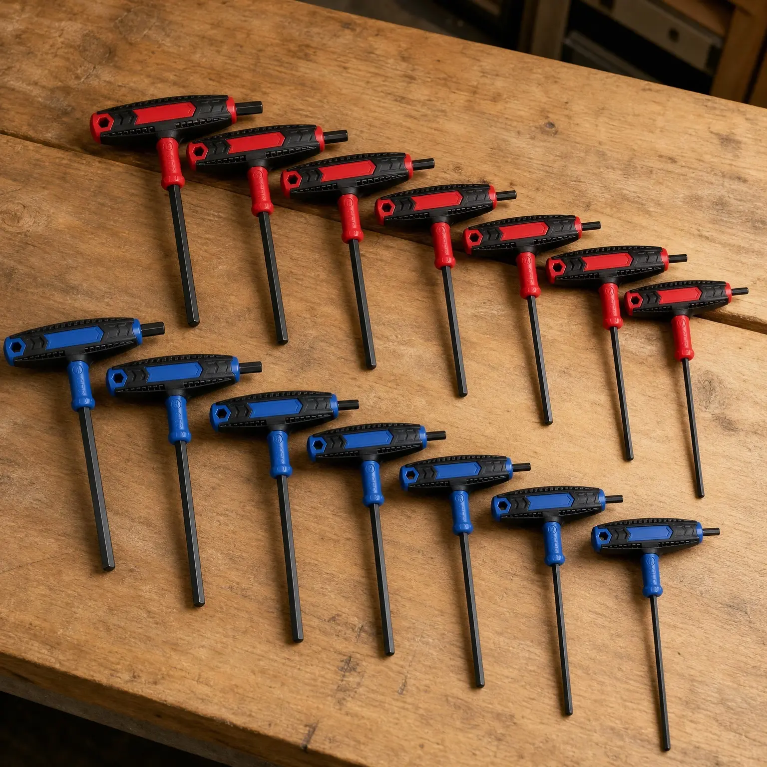 14PCS T-Handle Allen Wrench Set, Metric & SAE Long Arm Hex Keys with Portable OrganizerGift