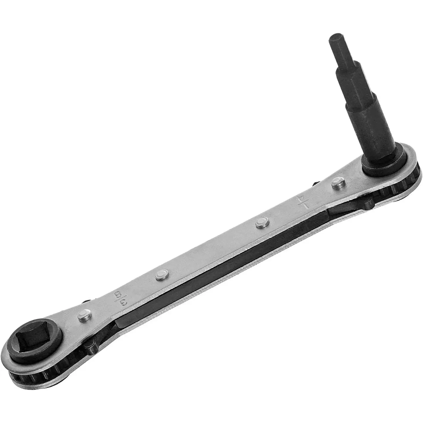 AC Ratchet Wrench, HVAC Service Wrench with HVAC Hexagon Bit Adapter,  AC Service Tools for Refrigeration Equipment Repair (3/16”, 1/4”, 5/16”, 3/8”)