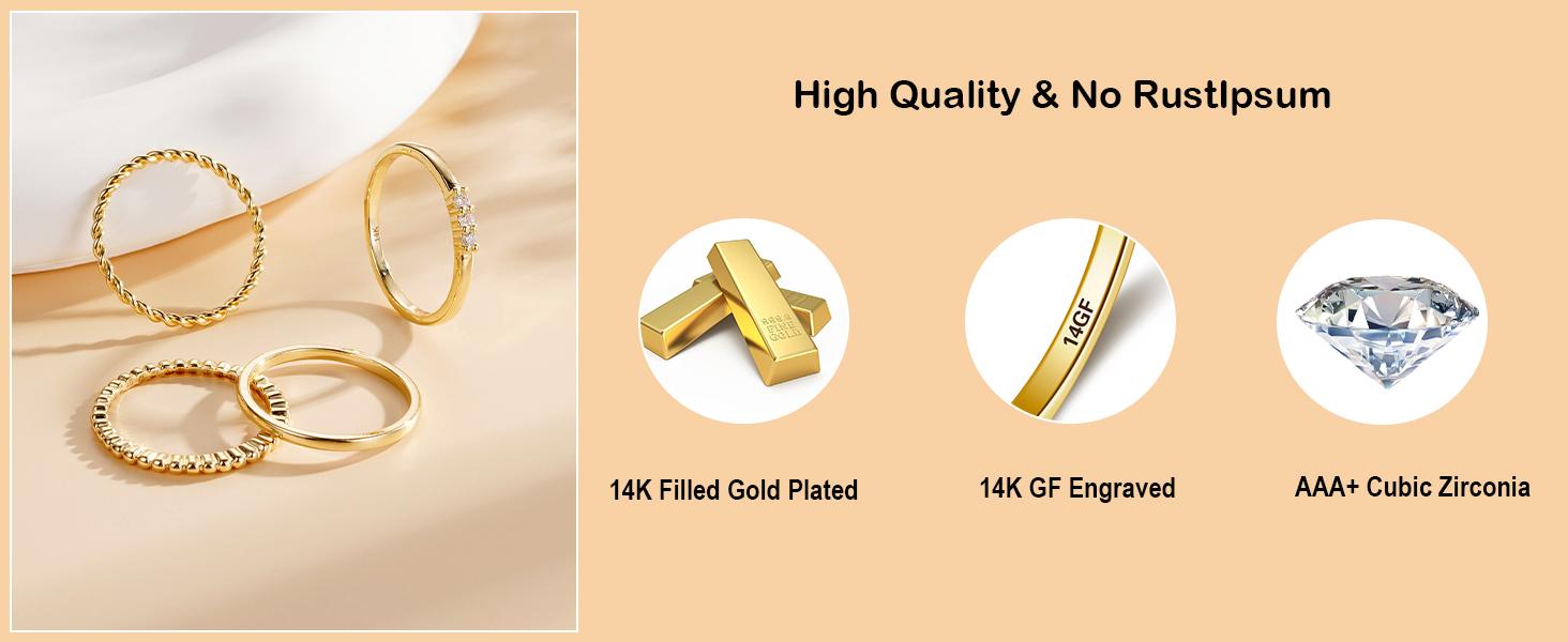 *4PC Gold Rings for Women, S925 Sterling Silver 14k Gold Filled Plated Stackable Thin Thumb Ring Set Cubic Zirconia Dainty Stack Gold Knuckle Rings Set Size 6-10 RSCC5 *4PC Gold Rings for Women, S925 Sterling Silver 14k Gold Filled Plated Stackable Thin Thumb Ring Set Cubic Zirconia Dainty Stack Gold Knuckle Rings Set Size 6-10 RSCC5