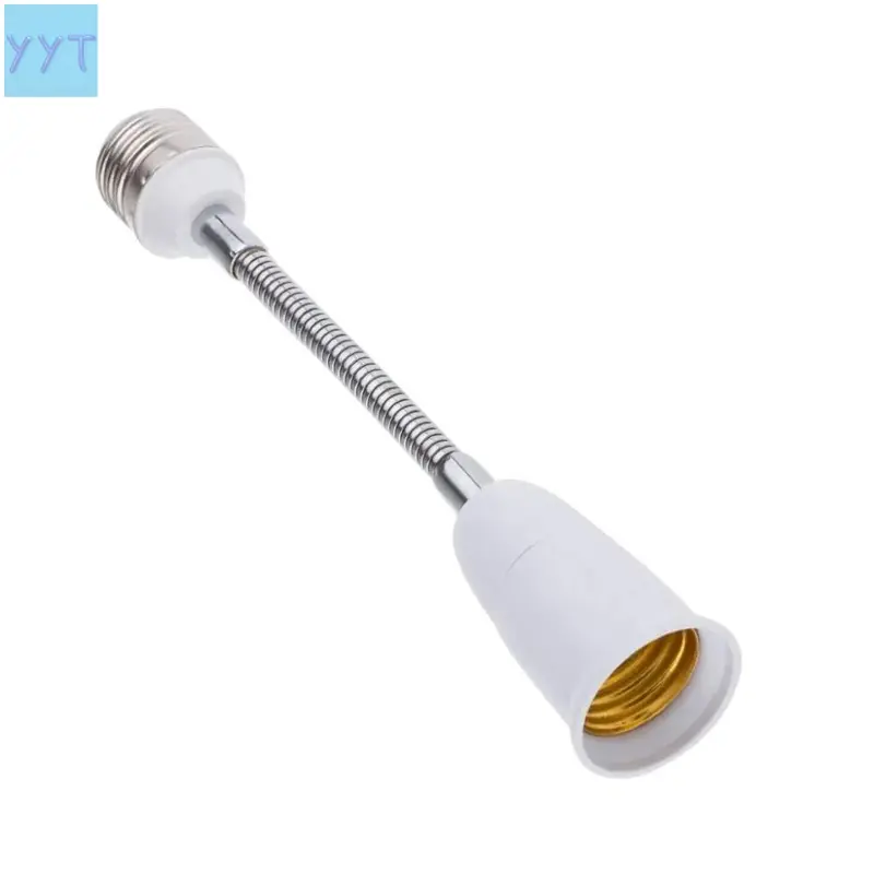 YYT1 E27 Universal Extension Adapter (18cm), 60W Support, Compatible with LED Bulbs/Security Cameras, 360° Adjustment, 300g Load-Bearing,-Temperature Resistant PC Material, Plug-and-Play