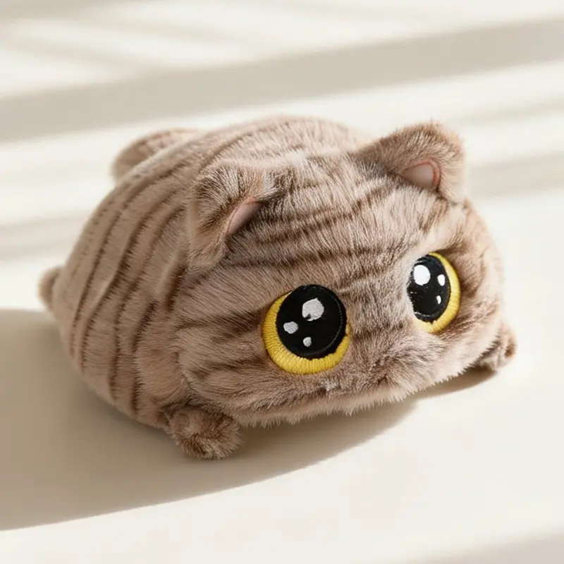 Chubby Squishy Cat Plush Toy, 15cm Palm-Sized Stress Relief Squeeze Doll, Super Soft Down Cotton Round-Eyed Kitten, Emotional Companion Healing Stuffed Animal, Cute Kawaii Stacking Toy, Birthday Holiday Gift for Kids and Adults, Fun Party Favors