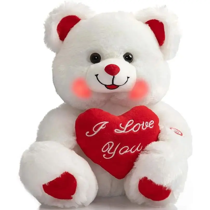 Teddy Bear with Heart Plush Bear That Says I Love You and Blushes LED Stuffed Toys