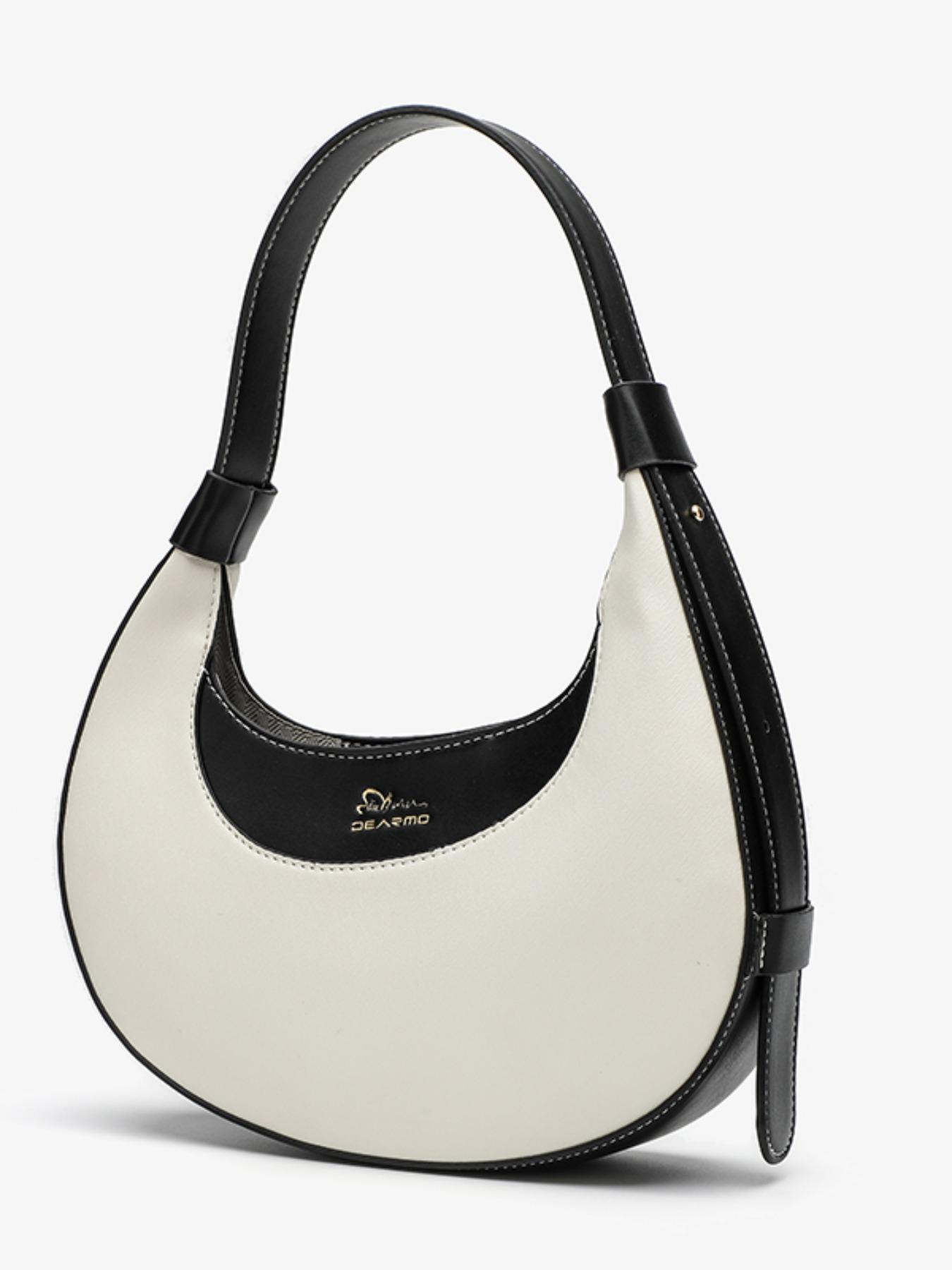 Women's Simple Style Plain Color Moon Shaped Shoulder Bag, Casual Trendy Novelty Pu Leather Handheld Bag, Fashionable Hobo Bag for Daily Use, Crescent Bag