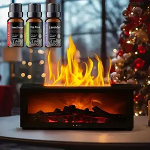 Fire Humidifier & Aroma Diffuser with 7-Color LED Flame Effect,  Remote colorful fireplace air  purifier diffuser. addict Lamp DiffuserEssential Oil Diffuser, Aromatherapy Machine, with Humidifier Lamp Diffuser with Cool MistFFSummitSupply7AB19Wild Motion