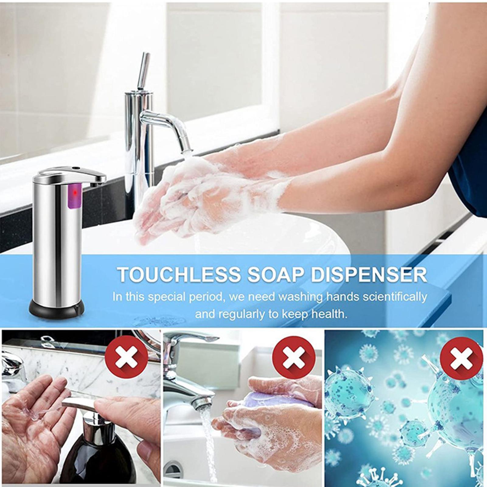 Touchless Automatic Liquid Soap Dispenser Hand Soap Dispenser with Infrared Motion Sensor, Output Control Switches, Waterproof Base, Stainless Steel Body, for Kitchen Bathroom Commercial Hotel