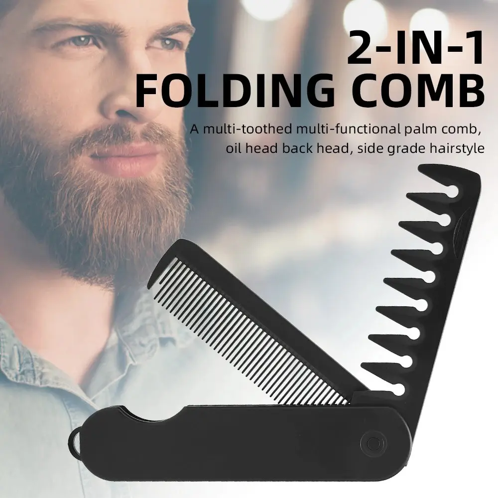 Barber Hair Clipper Folding Combs, Multifunctional Plastic Wide Tooth, Oil Head Comb, Beard Combing, Two-In-One Styling Tools