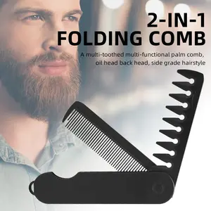 Barber Hair Clipper Folding Combs, Multifunctional Plastic Wide Tooth, Oil Head Comb, Beard Combing, Two-In-One Styling Tools