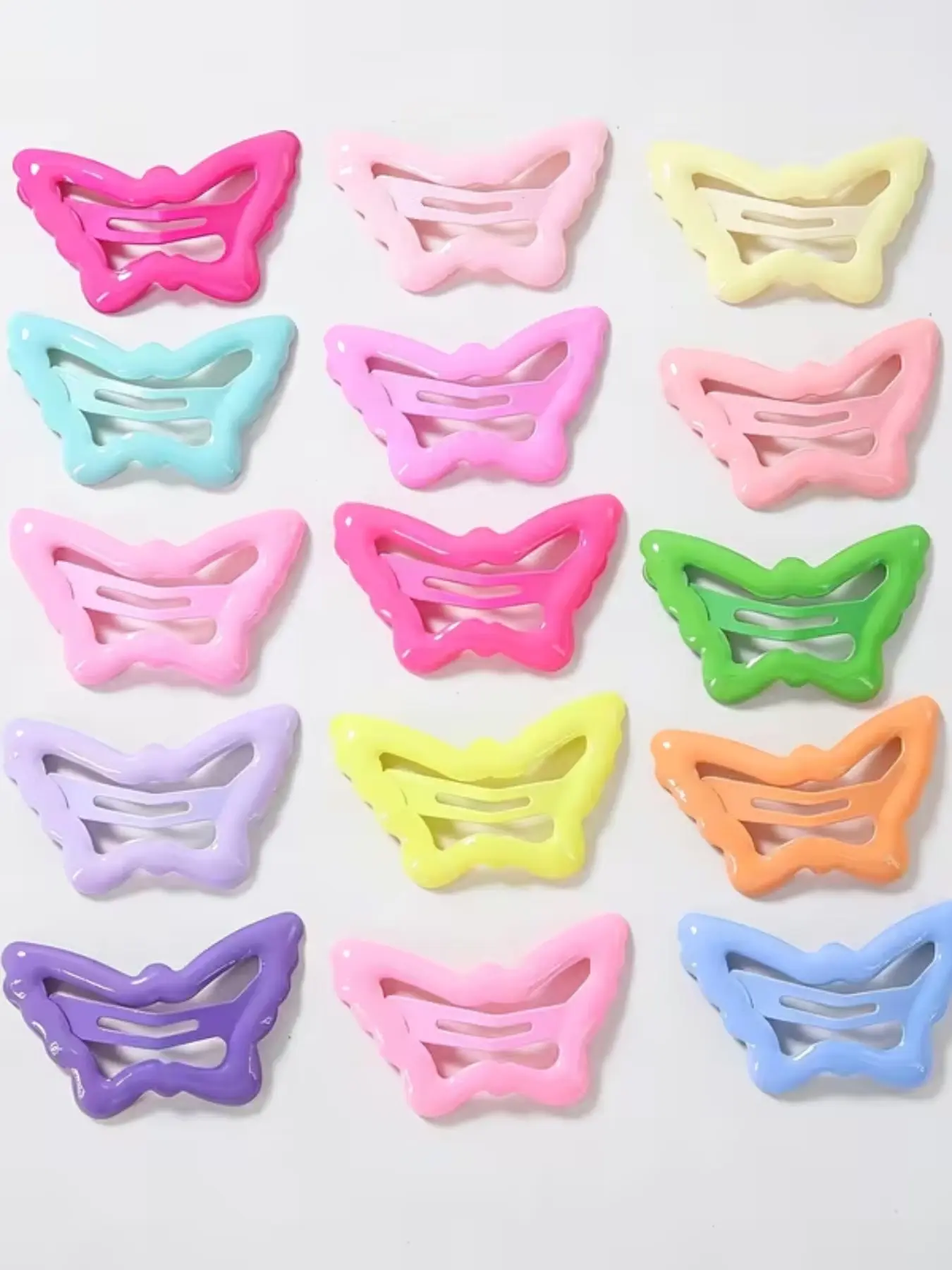 20/30pcs Butterfly Snap Hair Clips, Cute Hollow Butterfly Bb Hair Barrettes, Glossy Pastel Hair Pins, Non-Slip Metal Hair Clips for Women, Cute Hair Accessories