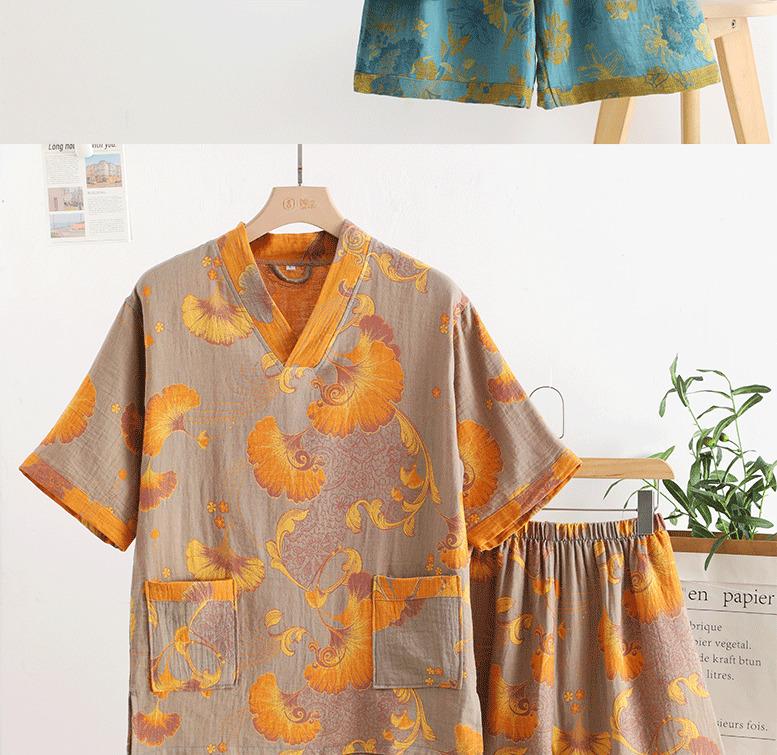 Cross-border pure cotton double-layer gauze jacquard sauna suit, massage sauna suit, couple's bathrobe, hotel bathrobe, therapy clothing wholesale