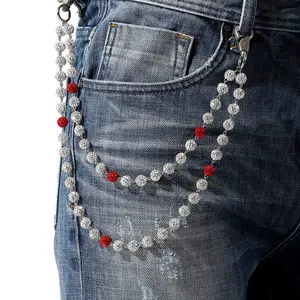 Unisex High-End Handmade Accessory - Clay and Diamond Inlay Pant Waist Piece with Diamond Ball, Fashionable Niche Design