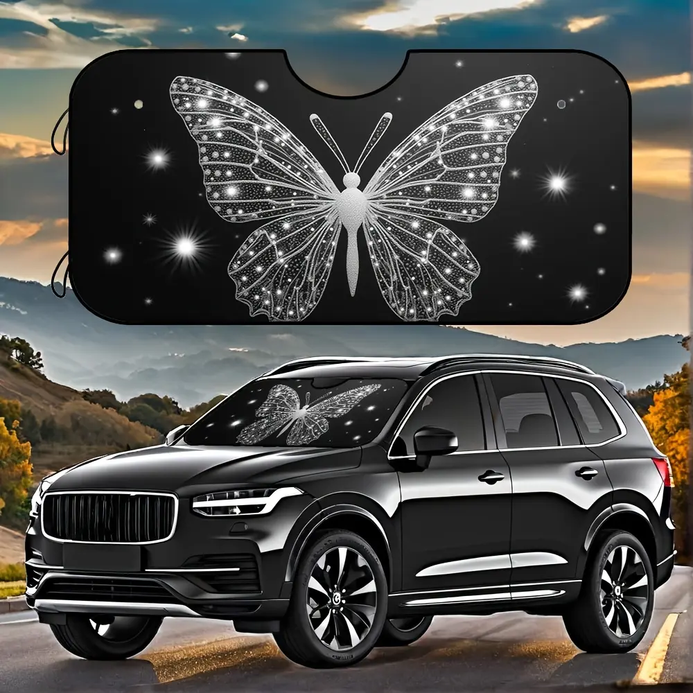1pc, Crystal Butterfly Car Windshield Sun Visor, Front Window Sun Shade For Car, Folding UV Ray Blocker Sun Shade, Windshield Sunshade to Keep Your Vehicle Cool and Protected