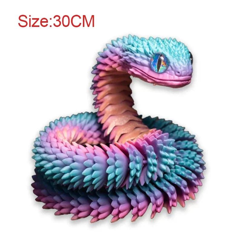 3D Printed Snake Movable Joint Fidget Toy Figurine Simulation Snake Office Desktop Ornament 2026 New Year Gifts Crafts Gift