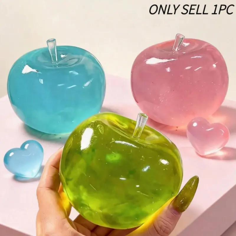 Creative Fun Tea, Blue Apple, Apple, Slow Rebound Malt Squeeze Toy, Super Soft Butter-Like Texture, Stress Relief Fidget Toy