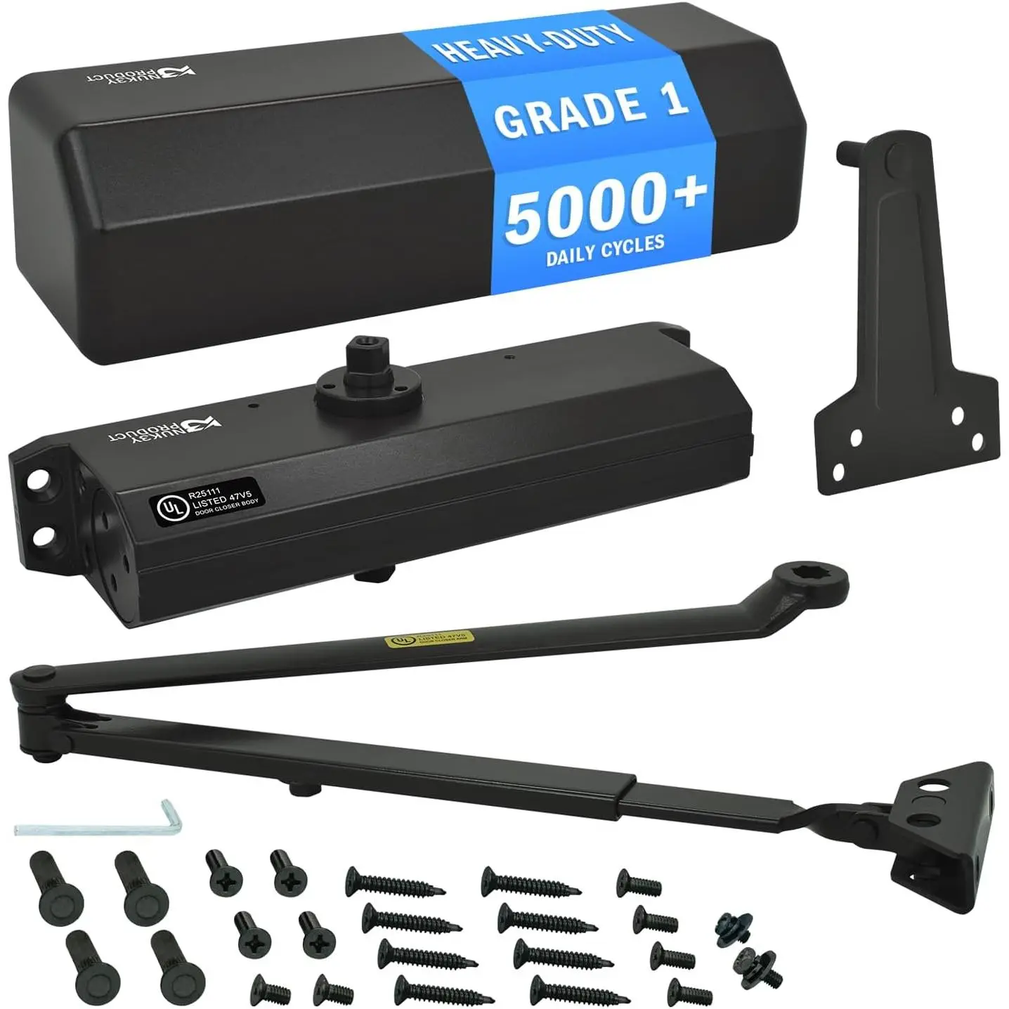 9000 Series Grade 1 Heavy Duty Door Closer, Multi-Mount, Adjustable Size 1-6, ADA Compliant, UL Listed