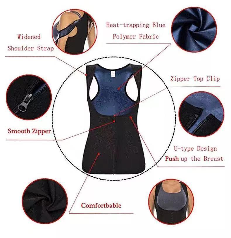 Sauna Suit for Women Waist Trainer Vest for Women Sweat Tank Top Shaper for Women with Zipper