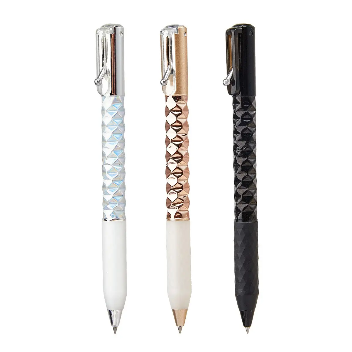 3-Pack Geometric Transforming Morphing Pens (Assorted 3 Colors), Retractable Deforming Fidget Pen Set for Stress Relief, 3D Rhombus Warp Gel Pens, Creative Sensory Toy for School & Office, Writing Stationery