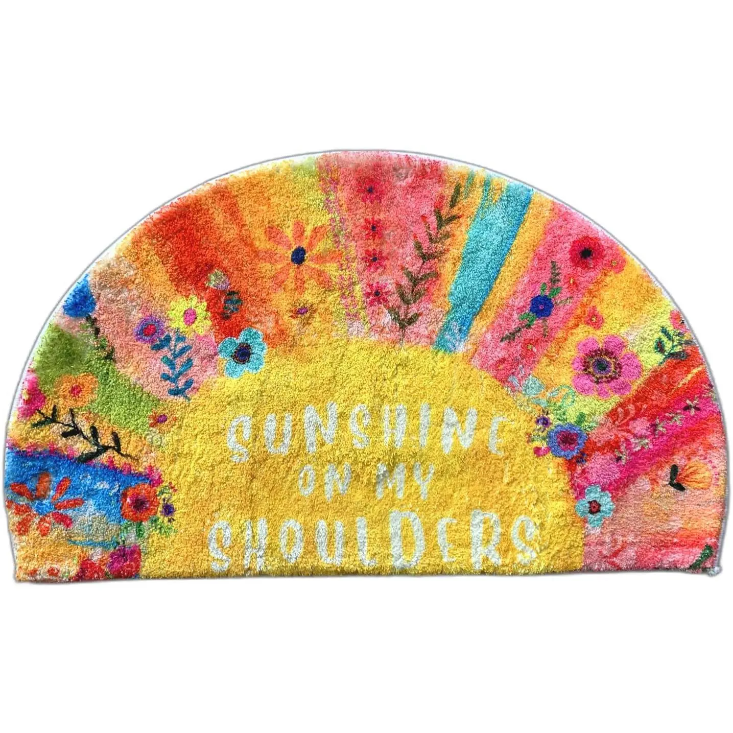 Half Round Rainbow Doormat Outdoor Rug,Colorful Non-Slip Bath Rugs Bathroom Door Mat,Semicircle Rainbow Welcome Mats Decor (Small, Sunshine On My Shoulders)