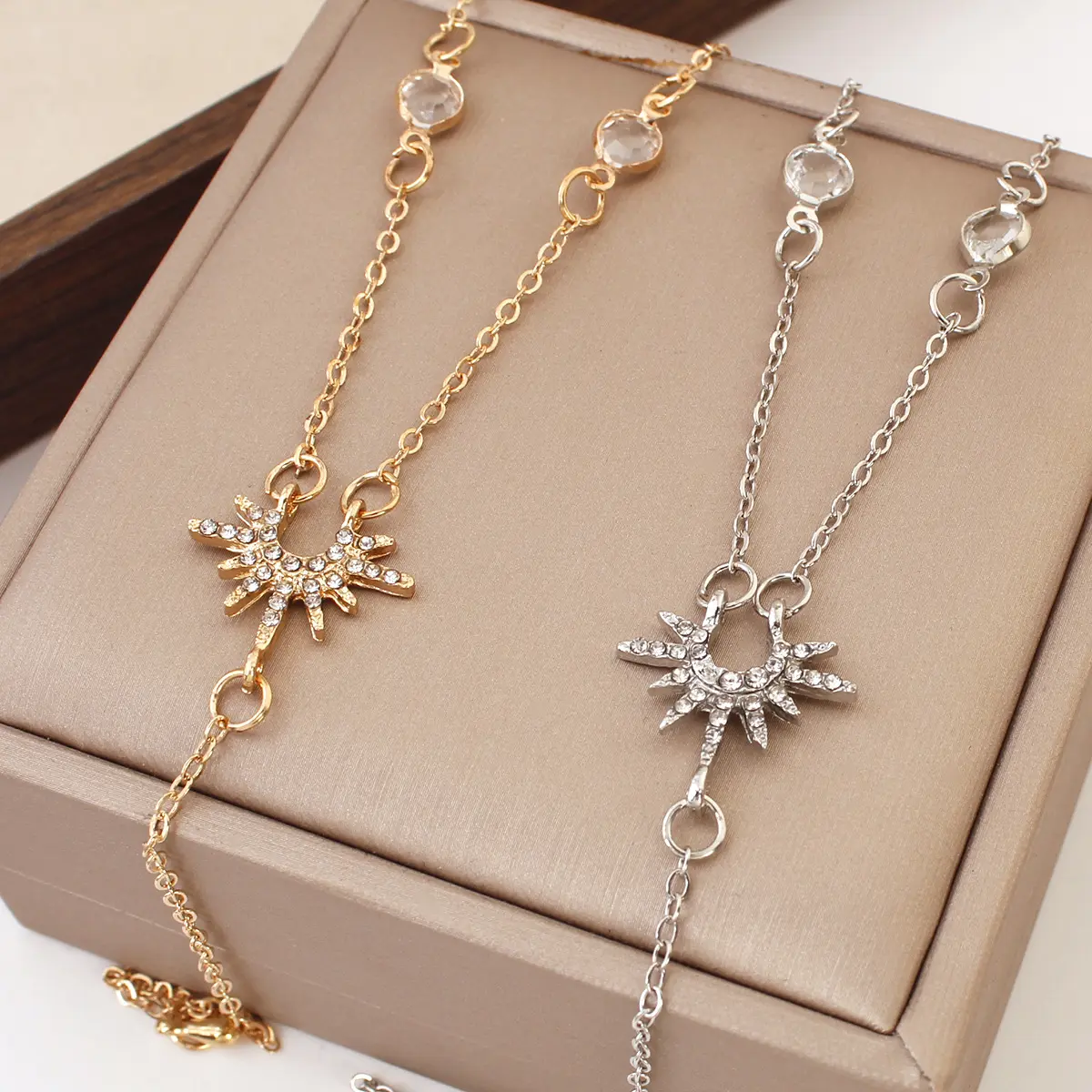 Women's Y-Shape Necklace with Long Tassel, Zircon, Sunflower & Snowflake Accents - All Seasons Unisex Wear Sports & Outdoor Clothing Accessory