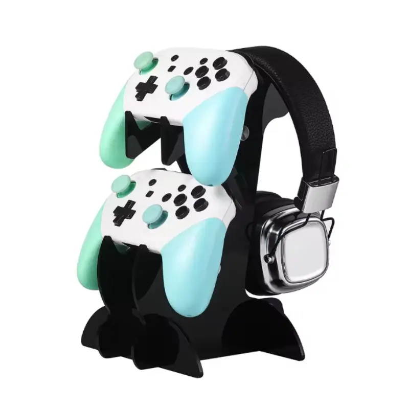 Game Controller and Earphone Stand, Acrylic Dual Layer Holder for Ps5, Ps4, Xbox, Switch, Durable Storage Rack with Accent