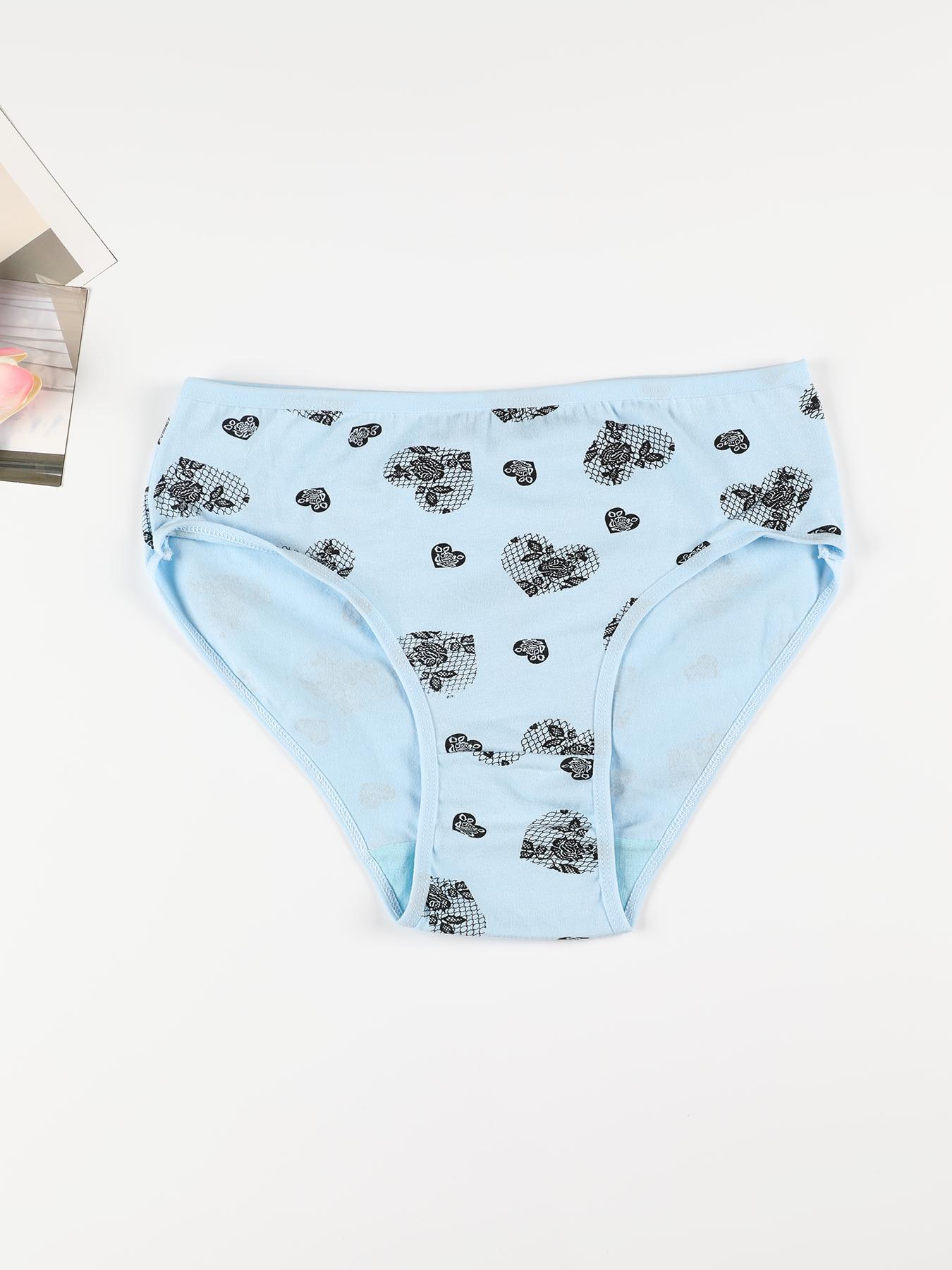 Women's Heart & Floral Print High Waist Panty, Regular Fit Soft Comfortable Breathable Knicker for Daily Wear, Underwear for All Seasons