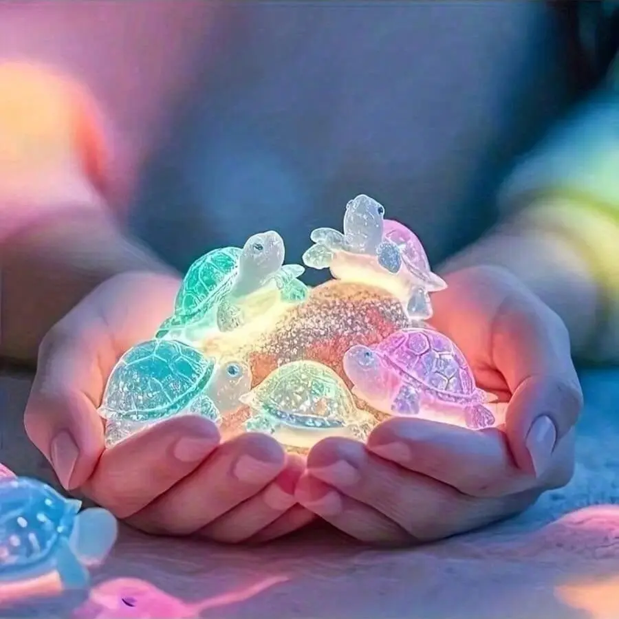 5/30/50pcs Glow-In-The-Dark 3D Turtle Statues, Colorful Semi-Transparent Plastic Decorations, DIY Crafts, Party Gifts, Holiday Decor