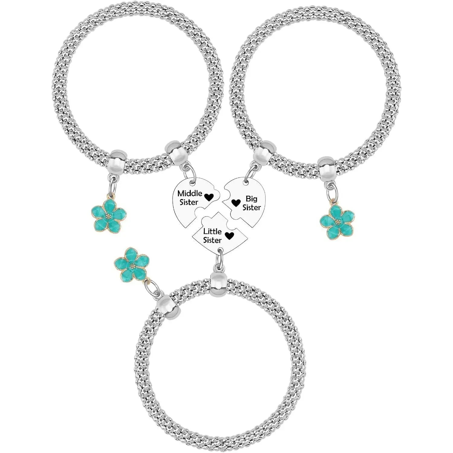 3 count Bracelet Set for Woman Little Middle Big Sister Friendship Gifts for Her Middle Little Big Sisters 3 count Bracelets for  Christmas Birthday  for   Bestie Bff Stretch