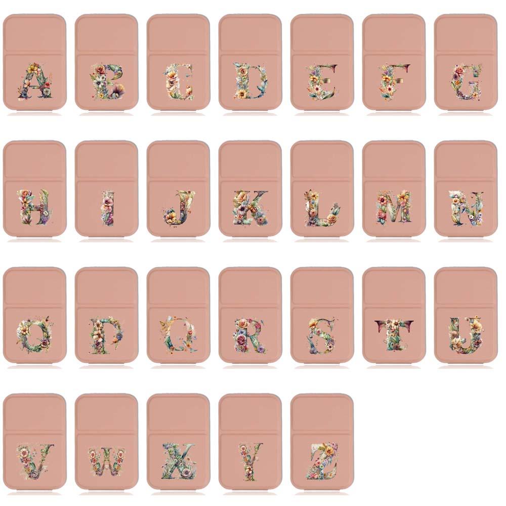 Compact Portable Pocket Makeup Mirror, Rectangular Design, Floral Letter Pattern, Ideal for Travel & Daily Use