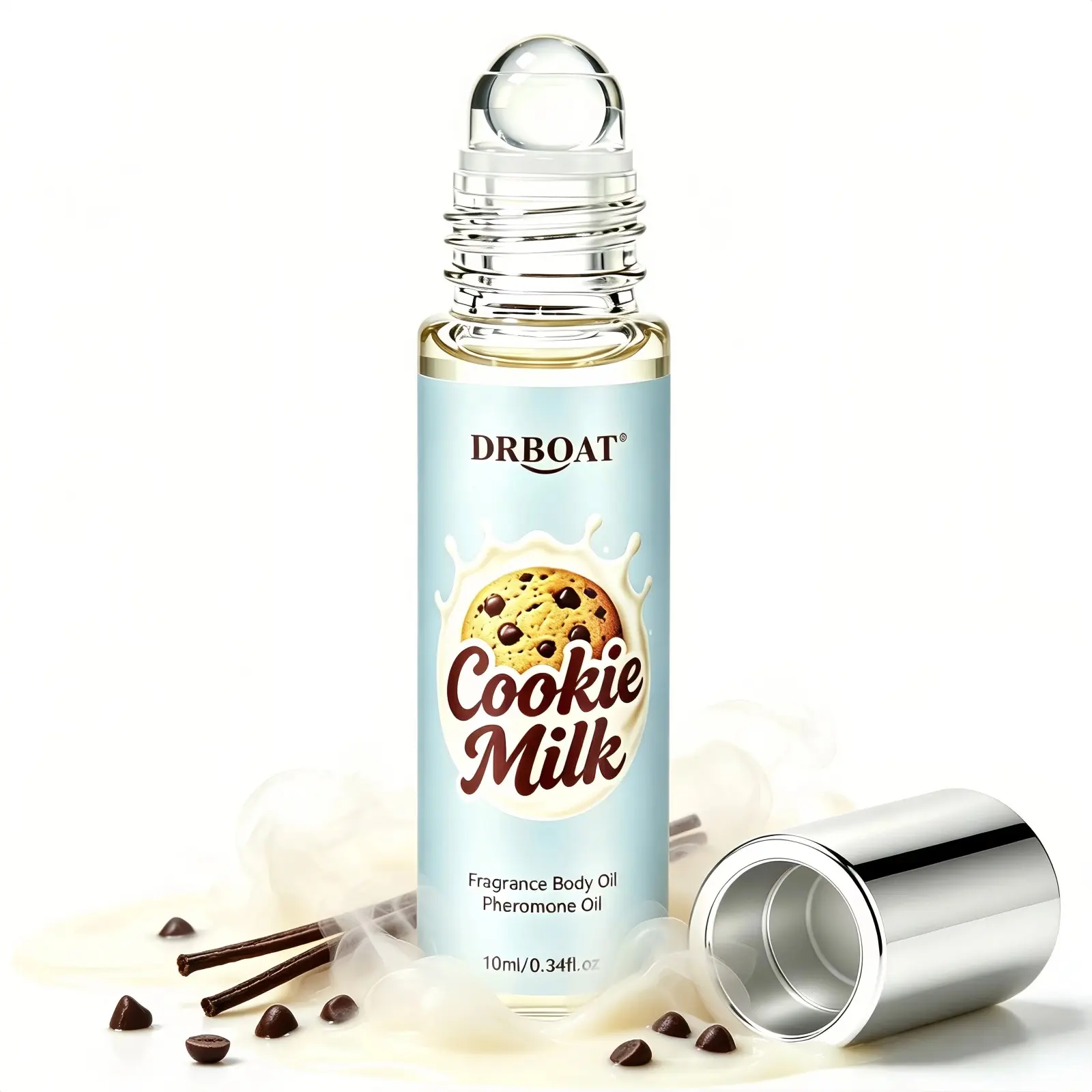 Cookie Milk Pheromone Oil - 10ML Roll-On Perfume Oil, Gourmand Scent Eau de Toilette, with Choco Milk, Cookie, Vanilla Notes, Long-Lasting Vanilla Scent for Dating, Traveling, Women's Gift.
