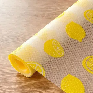 Eva Kitchen Cabinet Liner, Non-Stick Waterproof Oil-Resistant, Lemon Design, Easy Clean Durable, Anti-Slip Shelf Protector