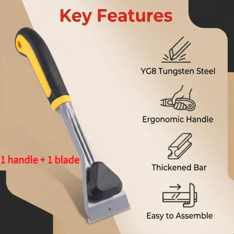 Tungsten steel rust-removing scraper, carbide paint knife, plastering knife, rust-removing scraper, wall cleaner, black and yellow