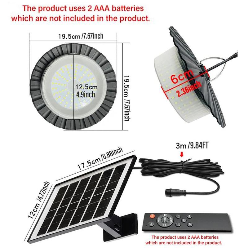 224-LED Solar Pendant Light with Motion Sensor, 5-Mode Waterproof Floodlight with Remote Control, Outdoor Wall and Garden Light for Patio, Deck, Shed or Camping