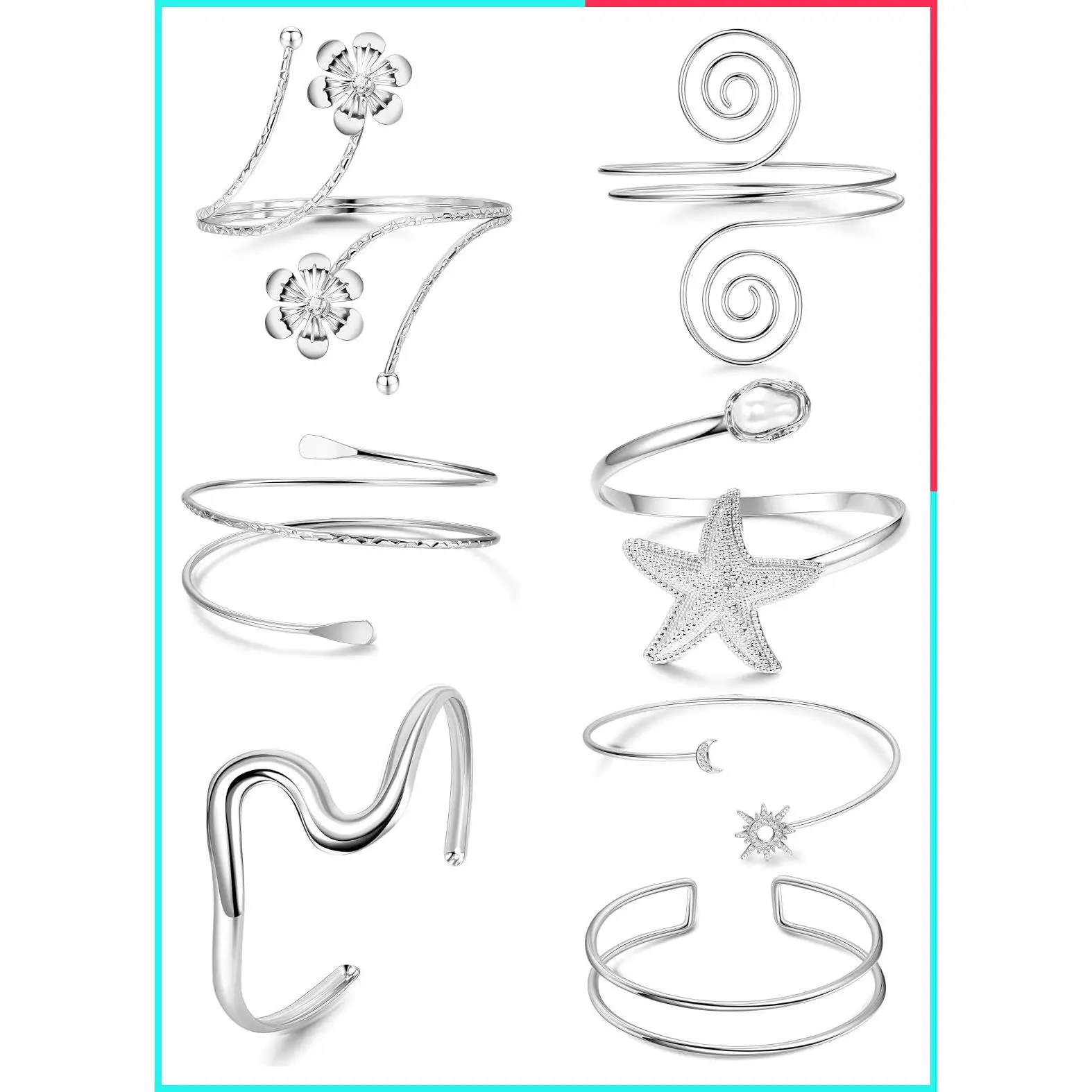 7Pcs Gold Arm Cuff Bracelet Set for Women Upper Arm Coil Bangle Open Adjustable Boho Minimalist Armlet Stackable Armband