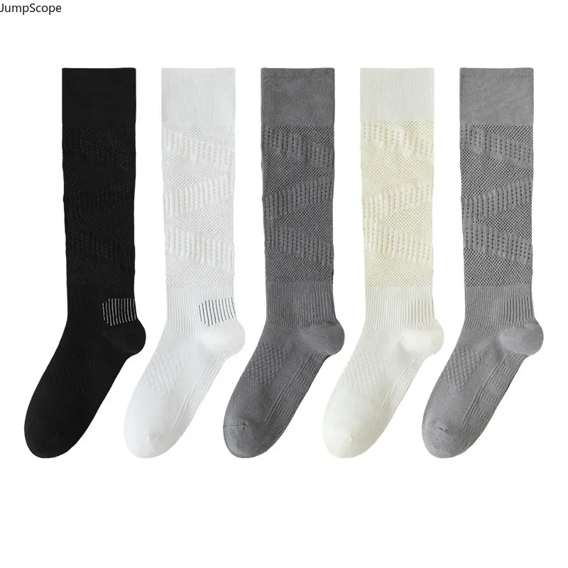 Women's 5-Color Thin Breathable Gradient Compression Knee-High Socks - Diagonal Honeycomb Massage Cushioned Calf Socks for Cycling Run, Fitness Sports Summer Wear