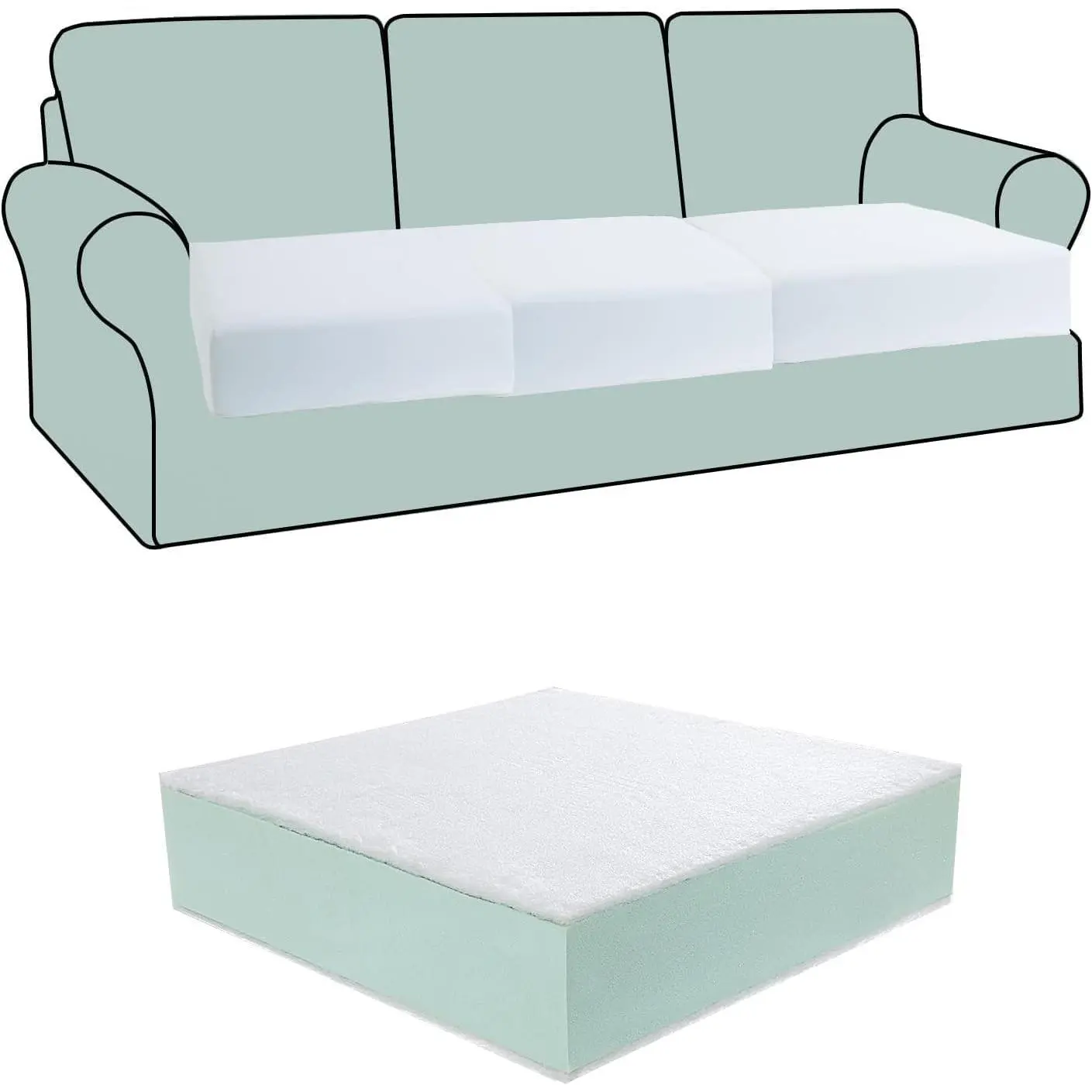Couch Cushion Replacement Wrapped with Polyester Batting, High Density Couch Cushions Inserts with Dacron Fiber Layer,Upholstery Cushion Padding with Removable Cover,6 inch Thick,24"x27"