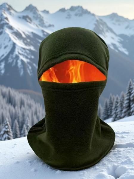 Autumn Winter Fleece Face Mask, Windproof Ski Cap and Hooded Neck Warmer for Unisex Outdoor Sports