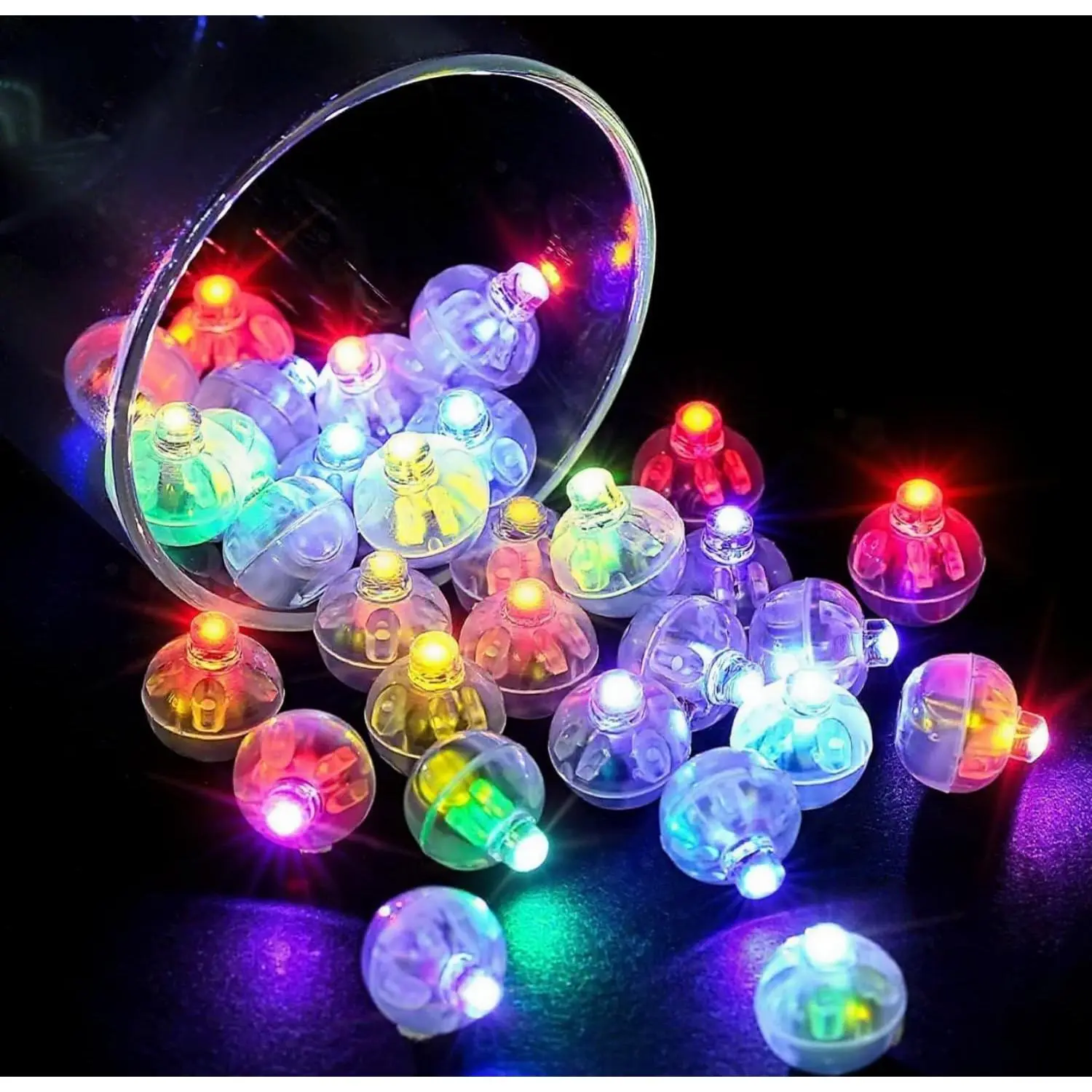 30 count Mini LED Lights, Flash LED Balloons Light Up Balloons for Party Decorations Neon Party Lights for Paper Lanterns Birthday Party Wedding Easter Eggs Halloween Christmas Decoration-Colorful