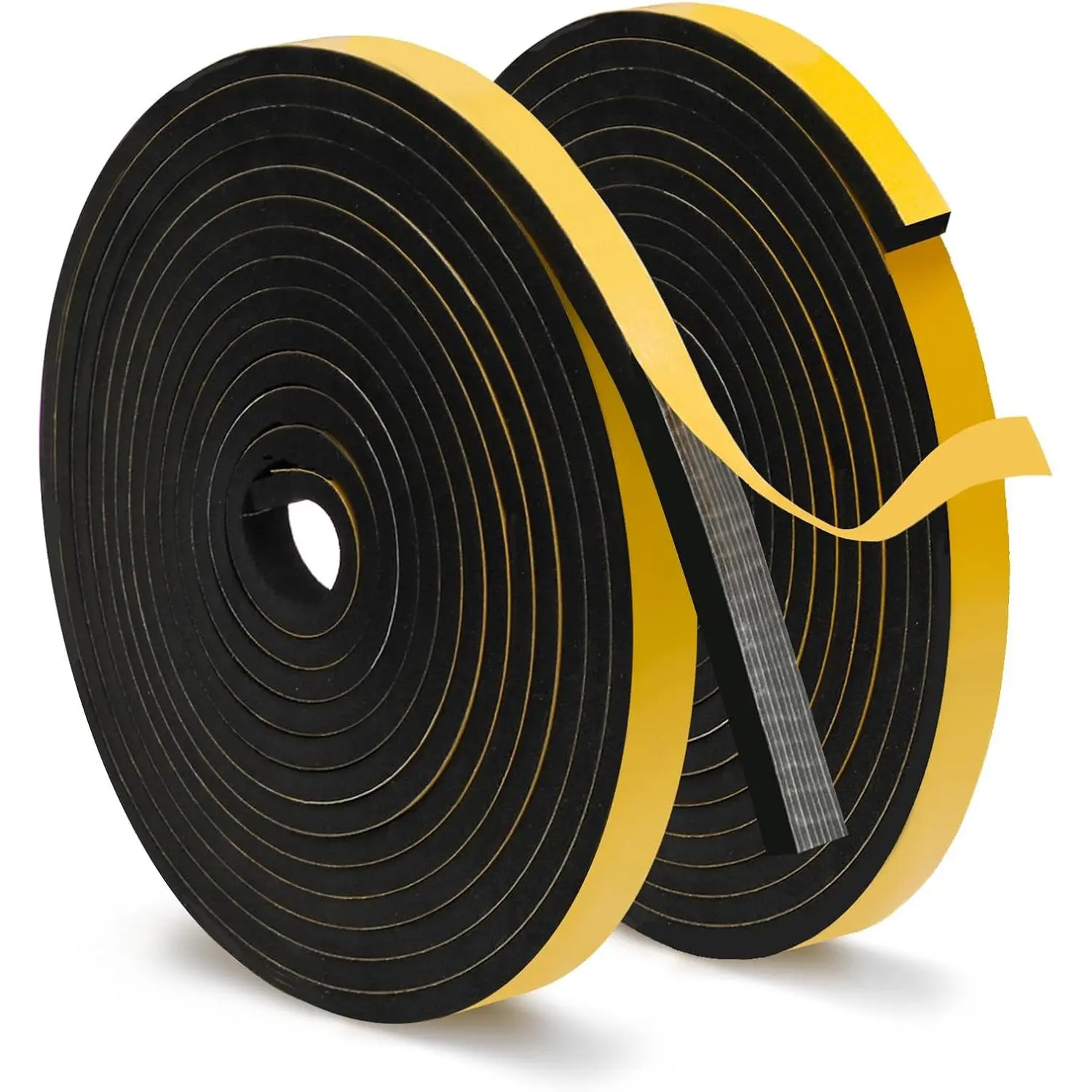 2 Rolls Self-Adhesive Seal Tape Weatherstrip, 16.5ft Roll Draft Blocker for Doors/Windows, Soundproofing for Bedroom, HVAC Users Air Seal, 0.5in W x 0.25in H, Soundproofing A Bedroom