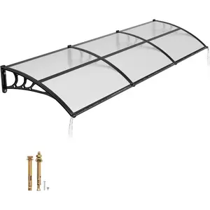 VEVOR Awnings for Door Entrance, 38x 40 in, Exterior Front Door Window Awnings with Drainage ABS Bracket, Rain Snow Sun Protection, Overhang Polycarbonate Door Canopy for Porch Patio, Clear