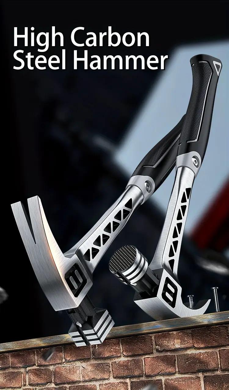 OUDISI Heavy Duty Steel Hammer with Non-Slip TPR Comfort Grip - Multi-Functional Hand Tool for Nails, Carpentry, and Industrial Use, Ergonomic Design, No Batteries Needed, Hammer for Work, Carpentry Accessories, Stylish Metal Surface, Sturdy Structure