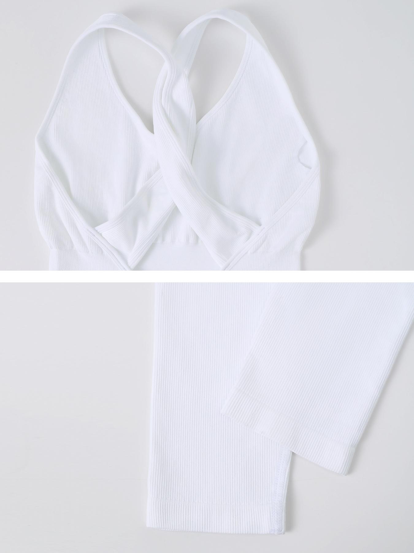 Women's Seamless Bodysuit with Removable Padding, Cross-Back Design, Slimming Ribbed Fabric, Perfect for Gym and Outdoor Sports, Workout Jumpsuits