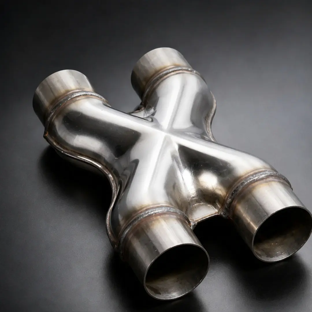 ARCH Universal X Pipe 2.25 Inch OD Exhaust Crossover Pipe T304 Stainless Steel Dual Inlet Dual Outlet 2.25 ID 12 Inch Length Stamped Polished for Car Truck Exhaust System Performance Upgrade, Steel Gray Color Options, Stainless Steel Material