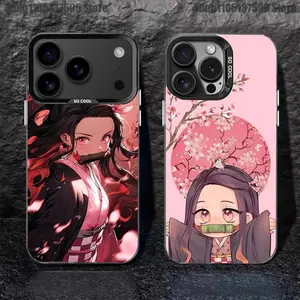 Nezuko Kamado Demon Slayer Phone Case Black Matte Shockproof Protective Cover Anime Character Fan Design Designed for iPhone 11-17 Pro Max/Plus & Samsung Galaxy S23-S25