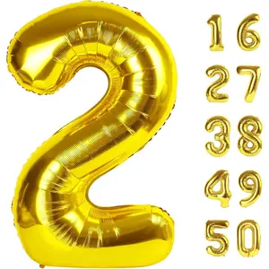 40 Inch Gold Giant Number 2 Balloon for 2nd 12 20 21st Birthday Party Celebration Wedding Anniversary Decoration Supplies
