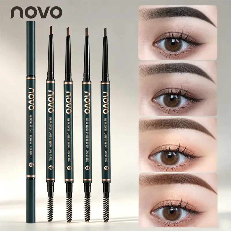 Dual-Ended Ultra-Fine Eyebrow Pencil, Waterproof Sweatproof Long-Lasting, Fine Tip for Brow Tail Filling, Includes Brush, Natural, Brow Definer