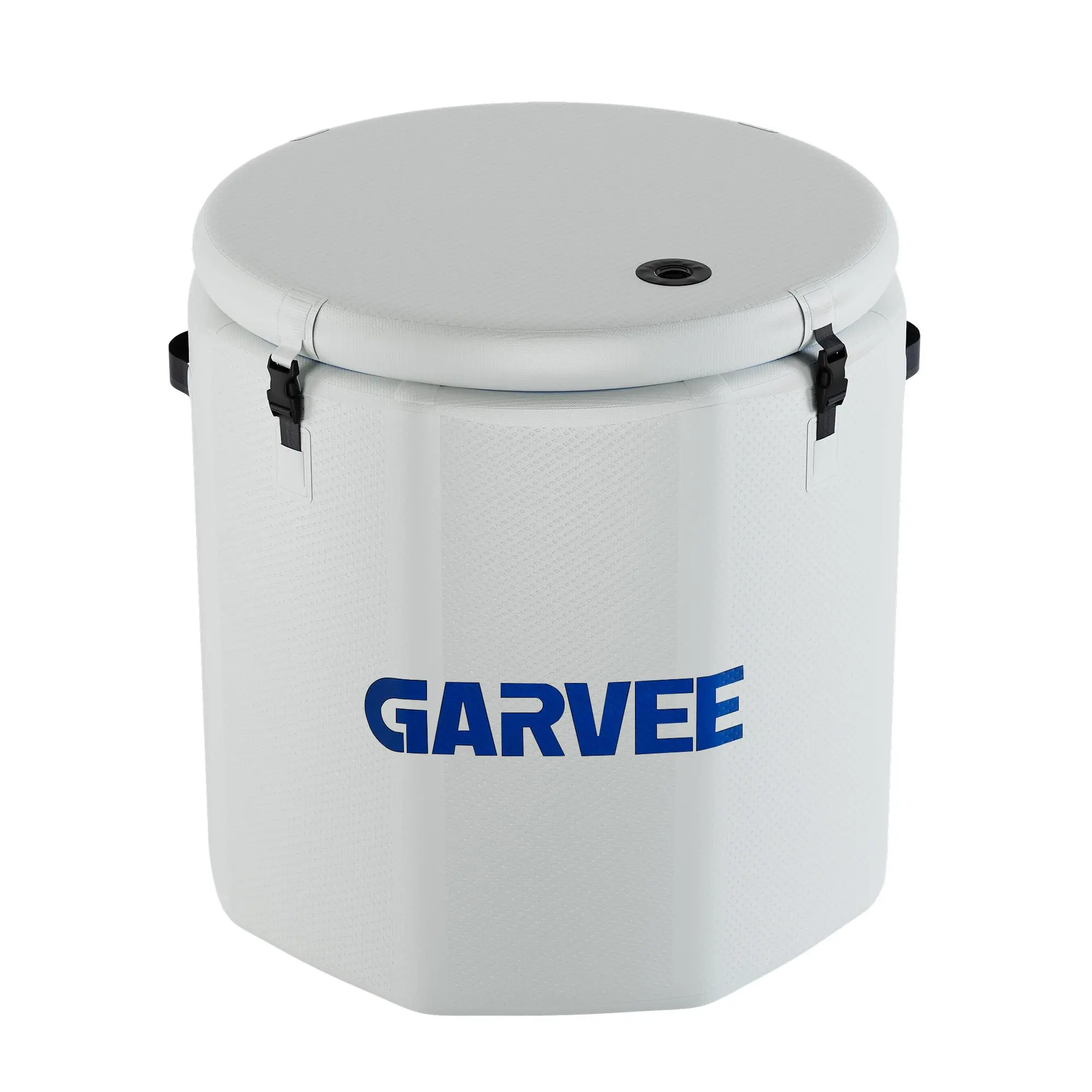 186-Gallon XXL Inflatable Ice Bath Tub for Athletes - Portable Cold Plunge Tub with Insulated Lid - Compatible with Water Cooling Units - Indoor/Outdoor Use for Recovery & Cold Water Therapy, White-Blue