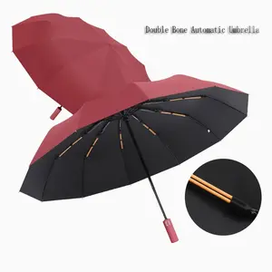 Classic Three-Fold 24-Bone Automatic Umbrella, 190t Nylon, 105cm Open Diameter, Coating, Durable Rain Protection