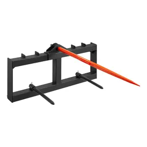 【DealsForYouDays】VEVOR 49" Hay Spear, Bale Spears 1600lbs Loading Capacity, Skid Steer Loader Tractor Attachment with 2pcs 17.5" Stabilizer Spears, Quick Attach Spike Forks