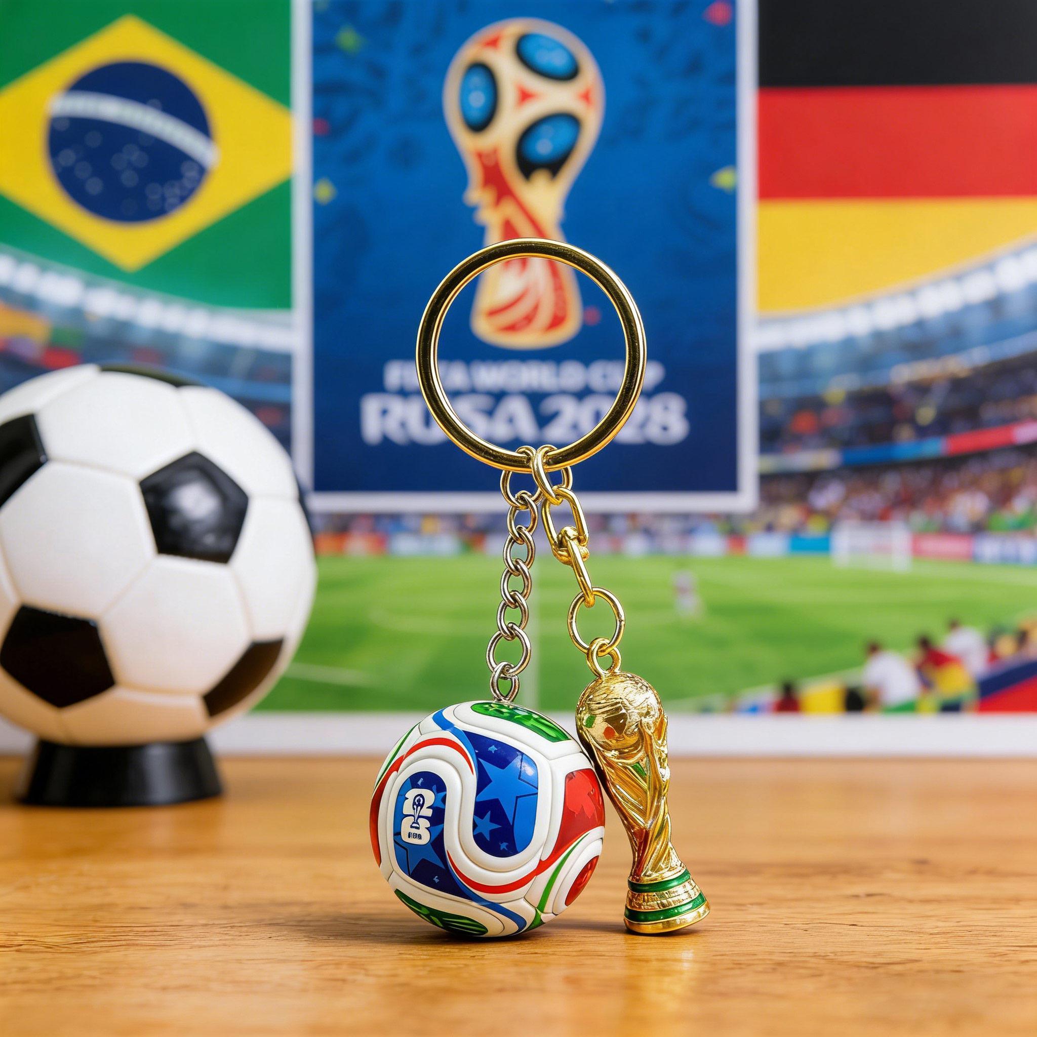 Aesthetic 2026 World Cup Keychain - 3D Gold Trophy Soccer Pendant, Trendy Backpack Accessory, Soccer Fan Keepsake, Durable Sports Souvenir Keyring